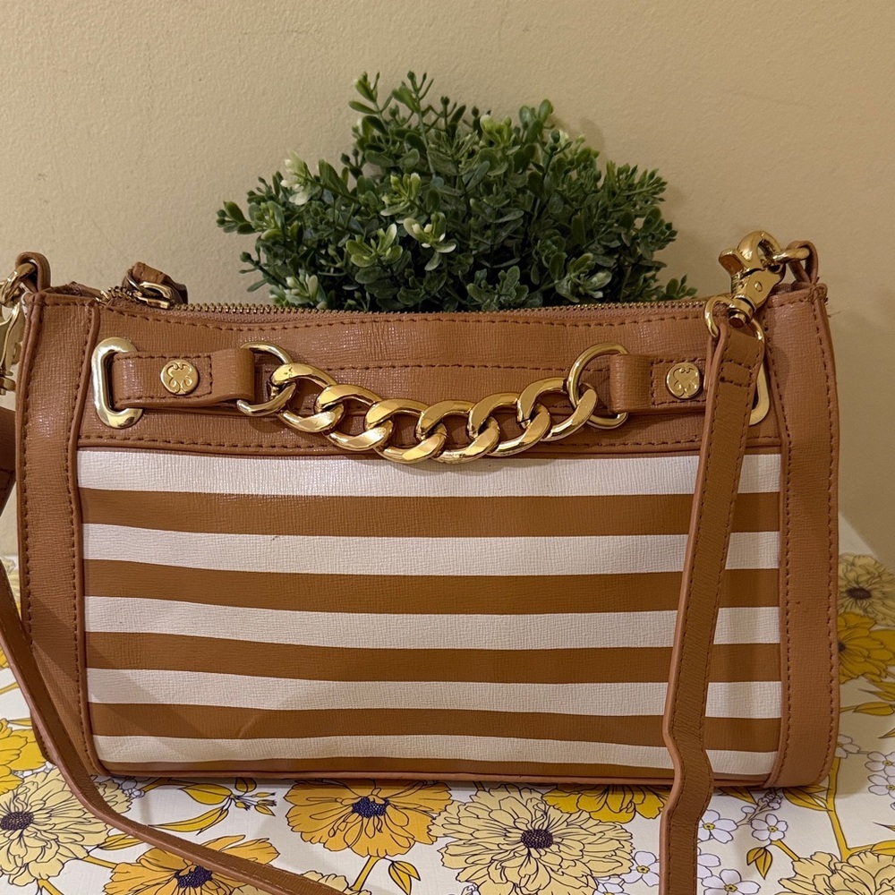 Emma Fox Brown and Cream Striped women’s Crossbody Bag
